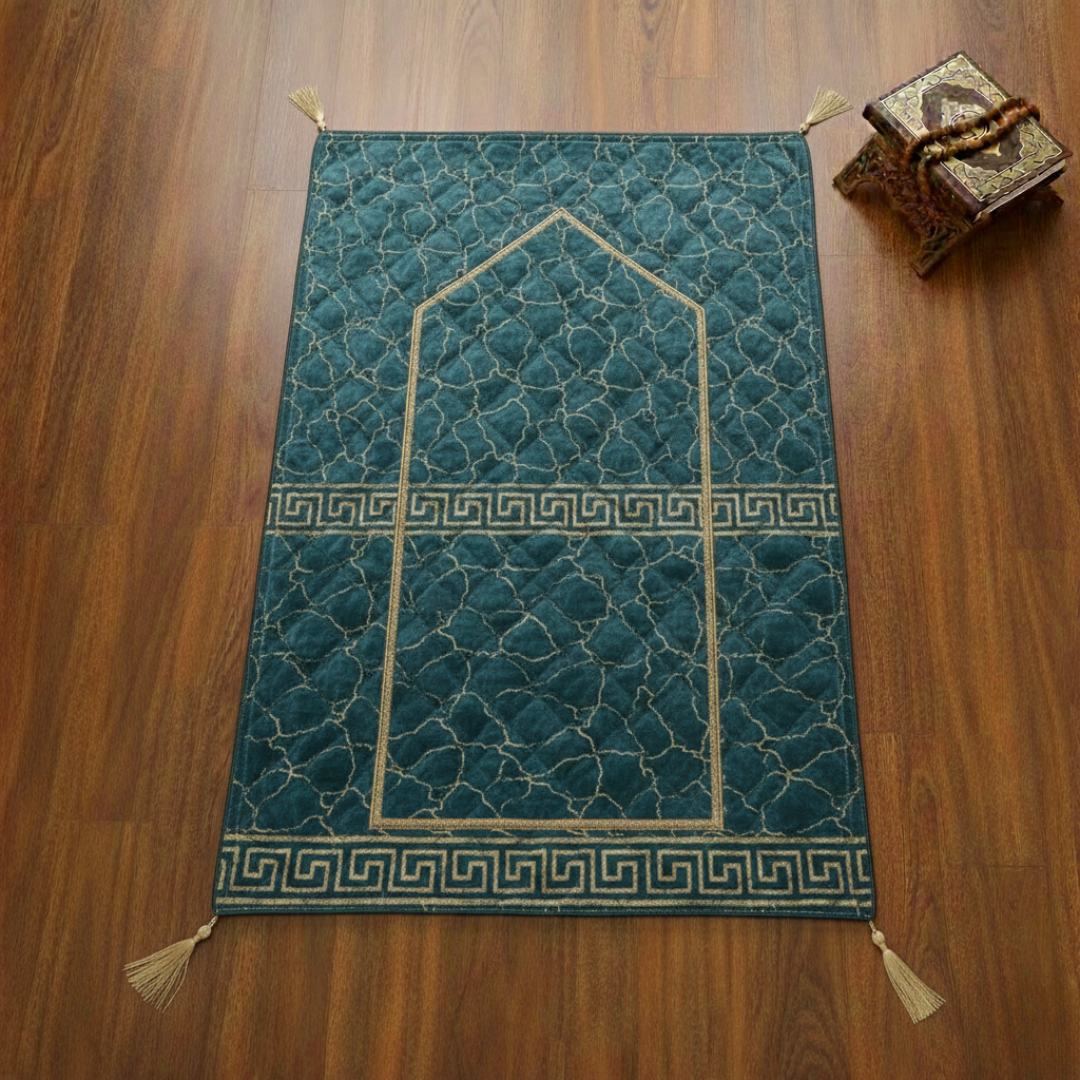 Velvet Quilted Jaye Namaz Blue