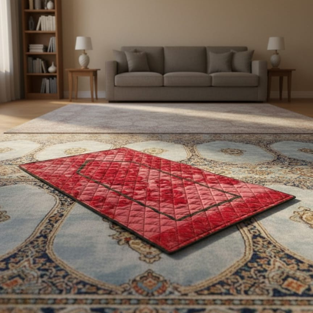 Velvet Quilted Jaye Namaz Red