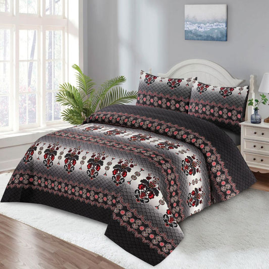 Viola 3 Pcs Bedding Set Floral Black 1024