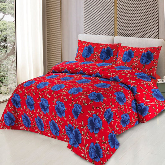 Viola 3 Pcs Bedding Set Floral Red 1024