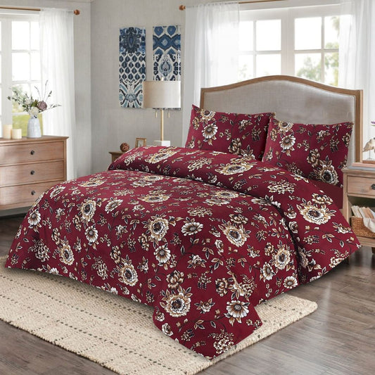 Viola 3 Pcs Bedding Set Maroon 1024