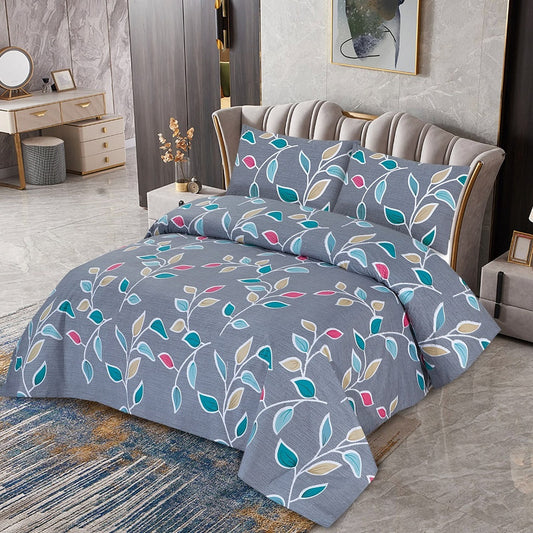 Vista 3 Pcs Bedding Set Leaves Grey 1024