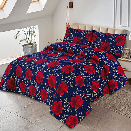 Waggle Floral  3 Pcs Bedding Set Blue 1024