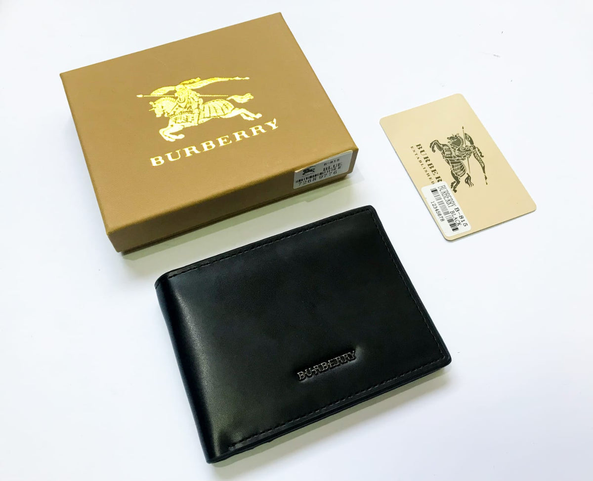 Designer Burberry Leather Billfold Wallet Black