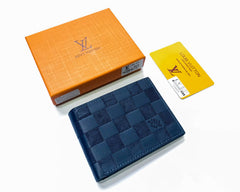 Designer LV Leather Bifold Wallet Blue