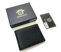 Designer Versace Leather Bifold Wallet Black