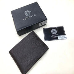 Designer Versace Leather Bifold Men Wallet Coffee