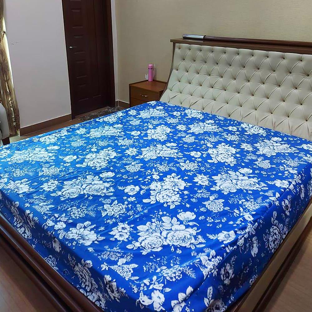 Waterproof Mattress Protector Floral Blue