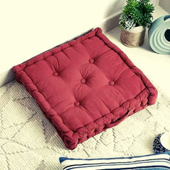 Hutch Tufted Floor Cushion Maroon