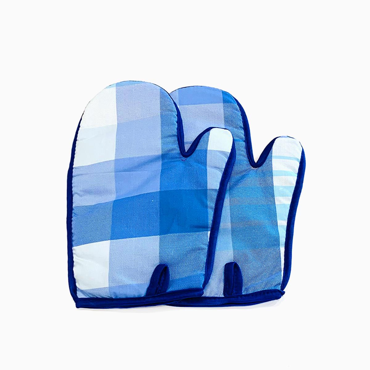 Winston Oven Mitt Set Check Blue