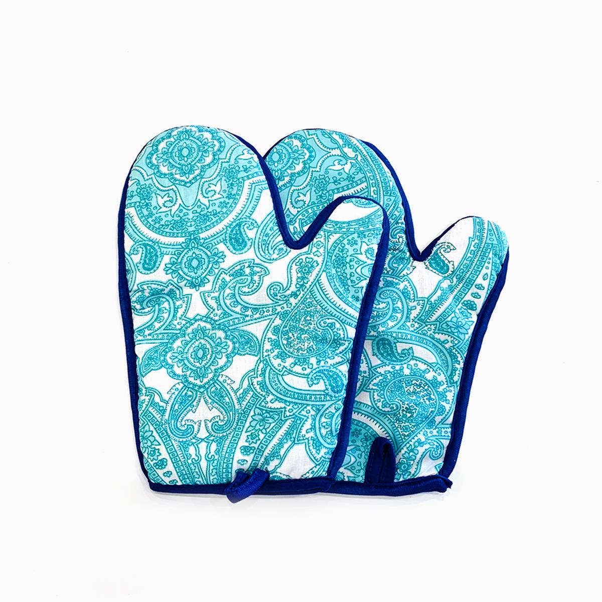 Winston Oven Mitt Set Paisley Blue