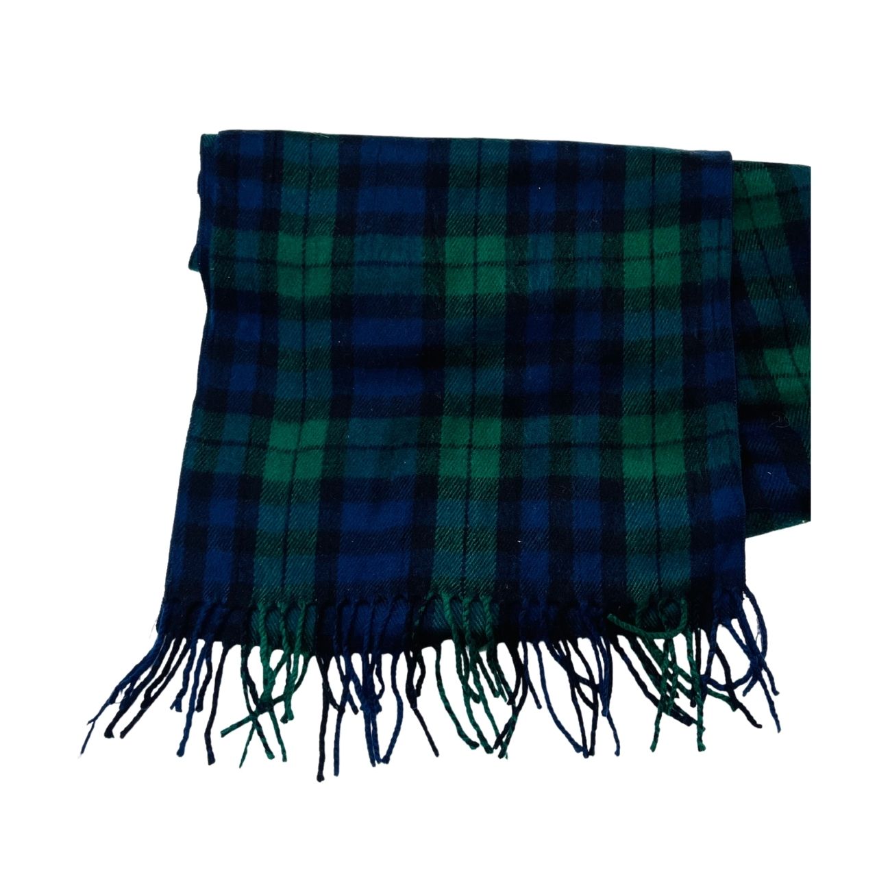 Wool Scarf Blue Check Green