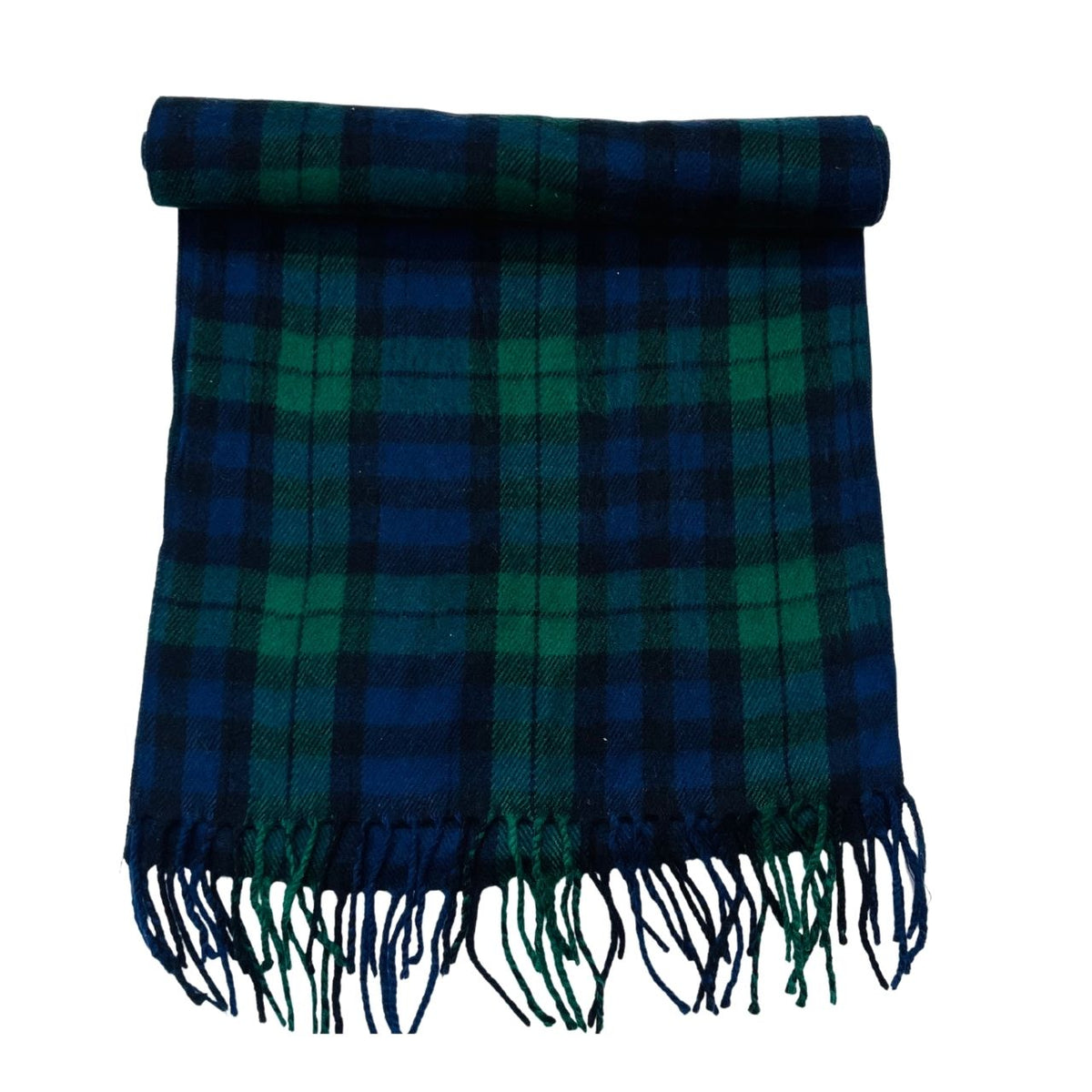 Wool Scarf Blue Check Green