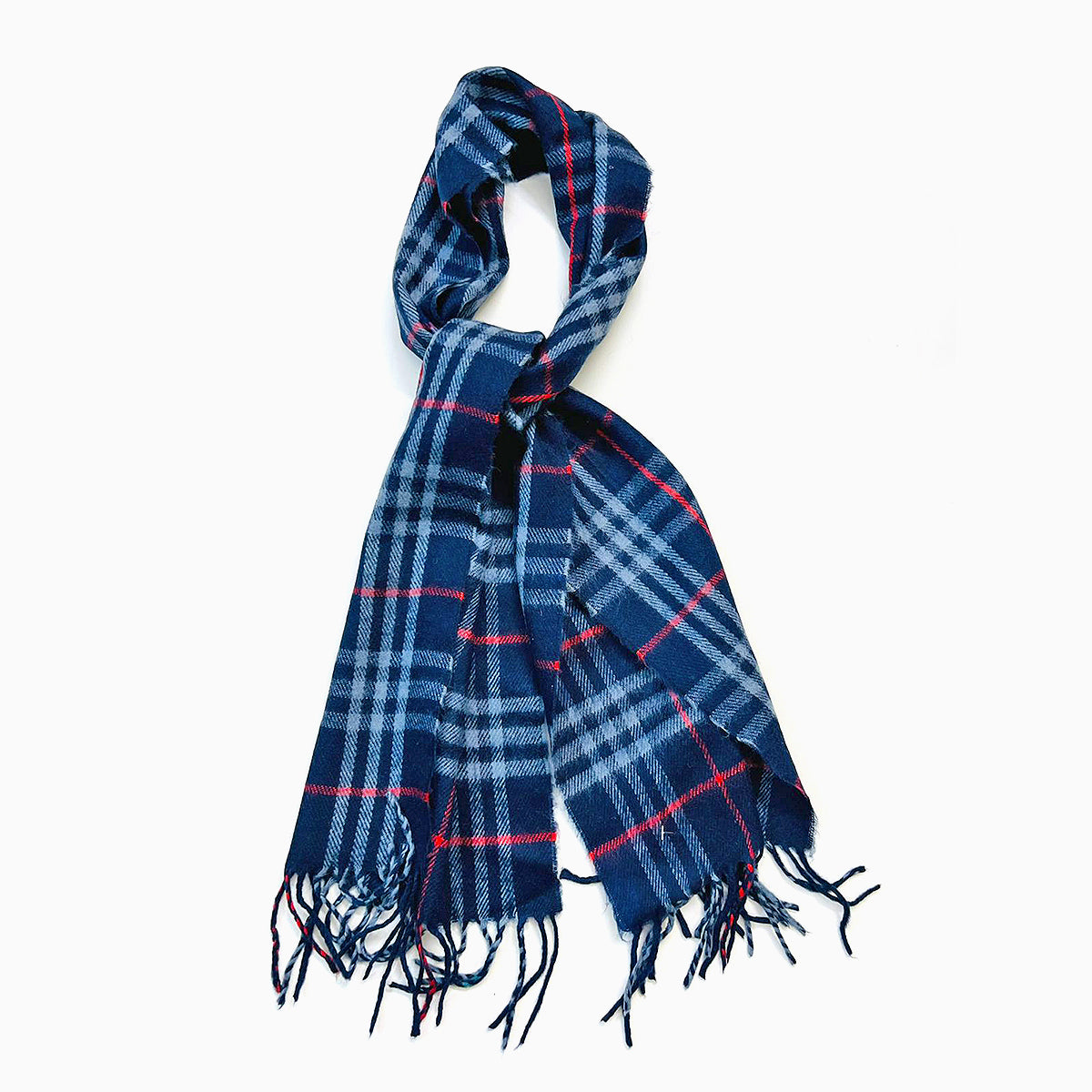 Wool Scarf Check Blue