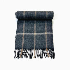 Wool Scarf Check Grey