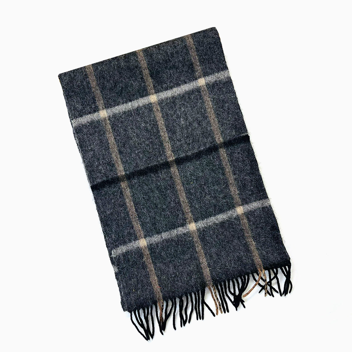 Wool Scarf Check Grey