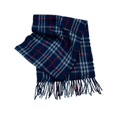 Wool Scarf Check Line Blue