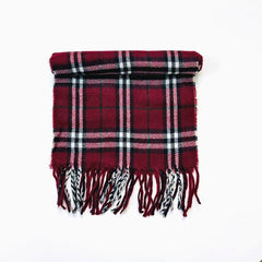 Wool Scarf Check Maroon