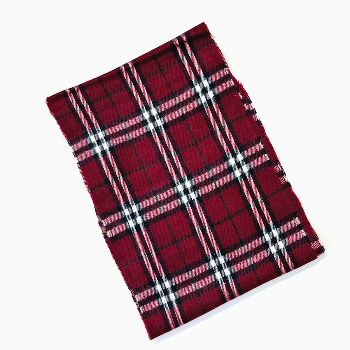 Wool Scarf Check Maroon