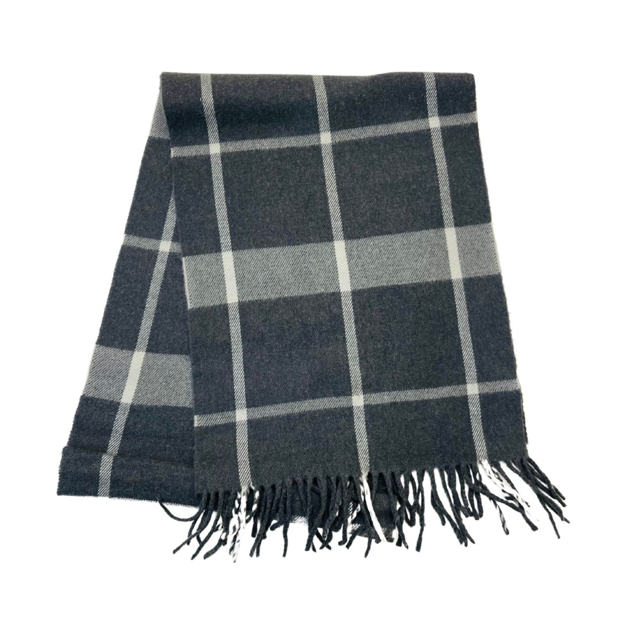 Wool Scarf Dark Check Grey