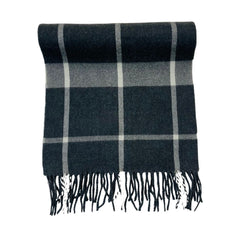 Wool Scarf Dark Check Grey