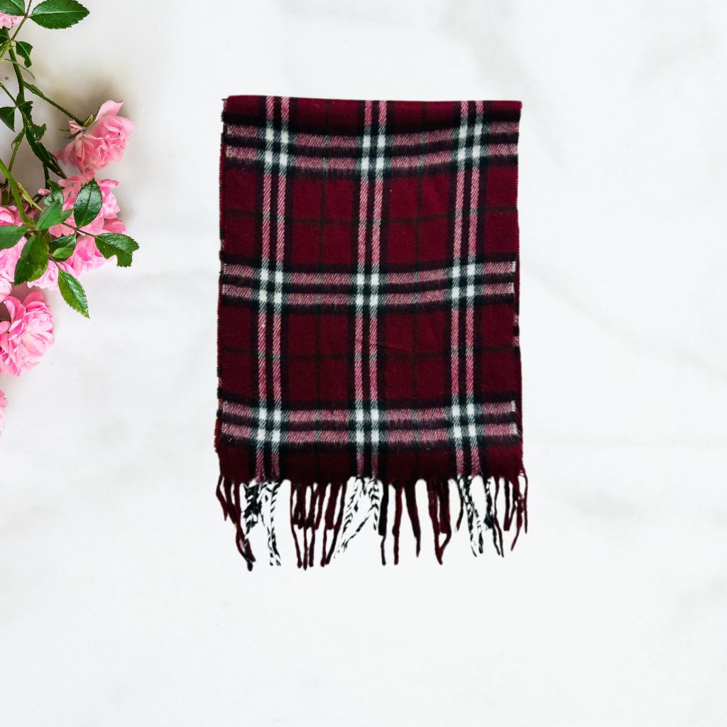 Wool Scarf Elixir Check Maroon ( Made in Italy )