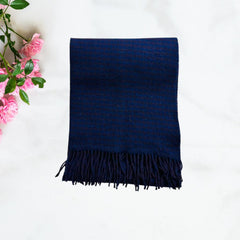 Wool Scarf Gambit Navy Blue ( Made in Italy )