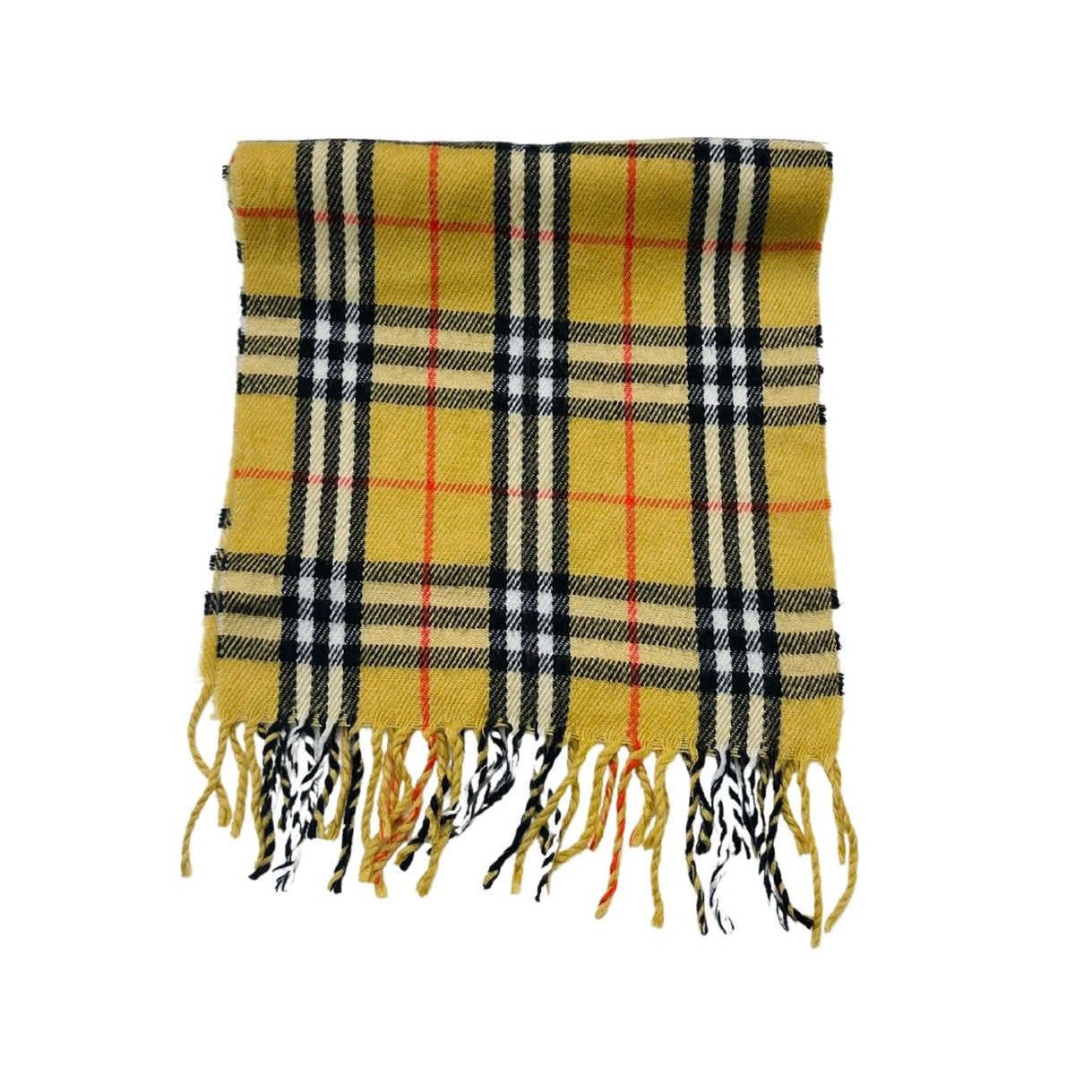 Wool Scarf Mustard Double Line Check