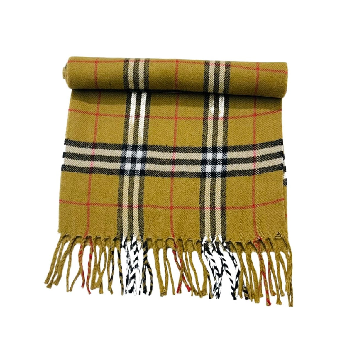 Wool Scarf Mustard Double Line Check