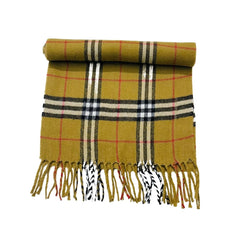 Wool Scarf Mustard Double Line Check