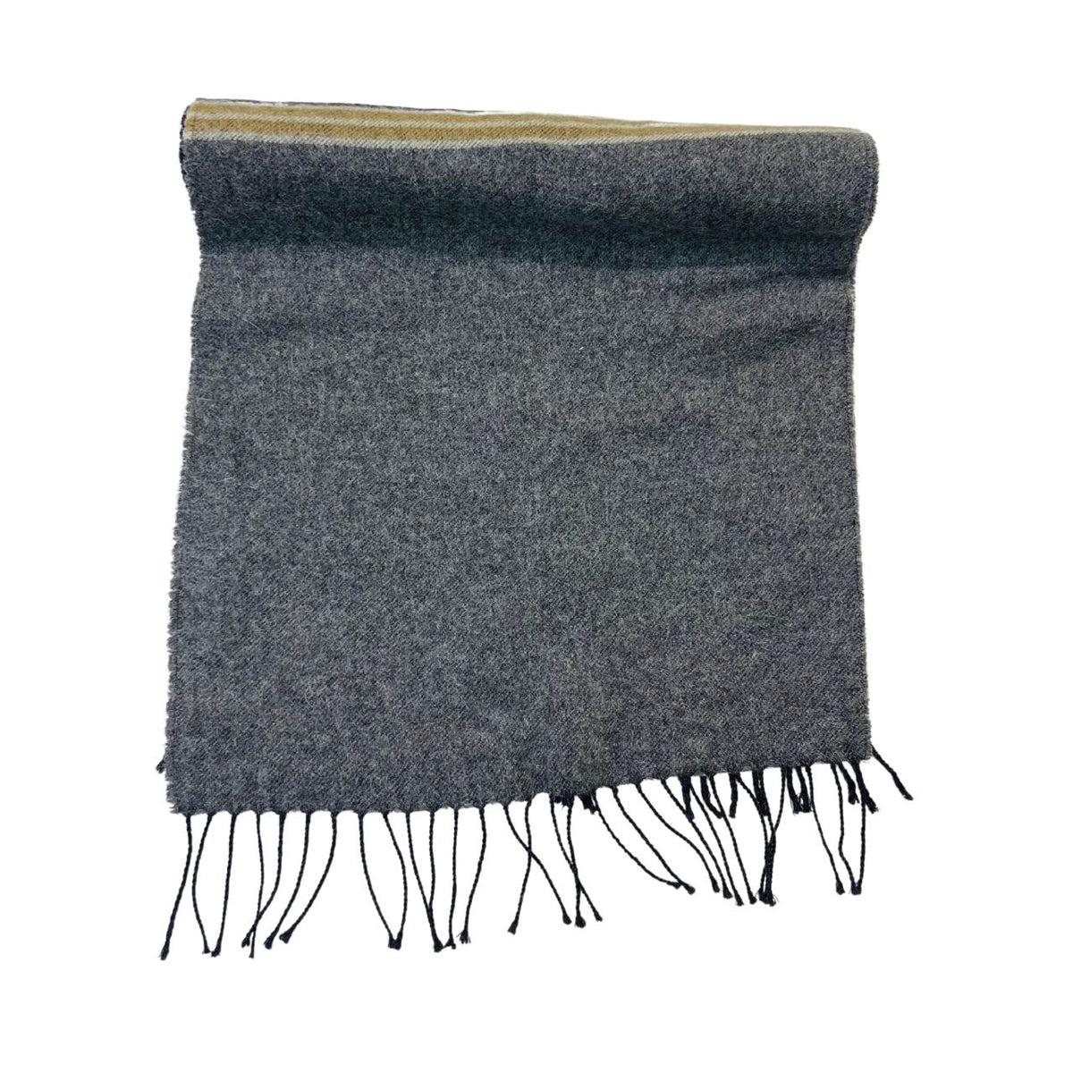 Wool Scarf Mustard Line Black Patch Grey