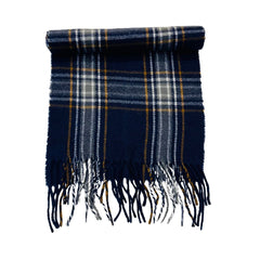 Wool Scarf Mustard Line Blue