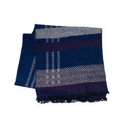 Wool Scarf Navy Blue Line