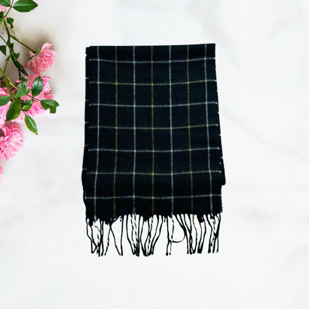 Wool Scarf Operose Check Black ( Made in Italy )