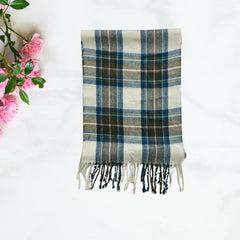 Wool Scarf Ruckus Check White ( Made in Italy )