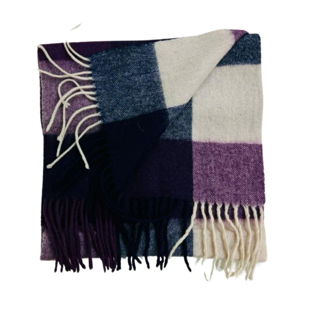 Wool Scarf Ruffian Check Purple