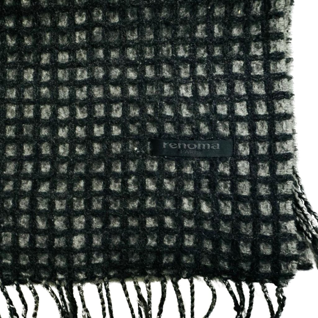 Wool Scarf Waffle Black