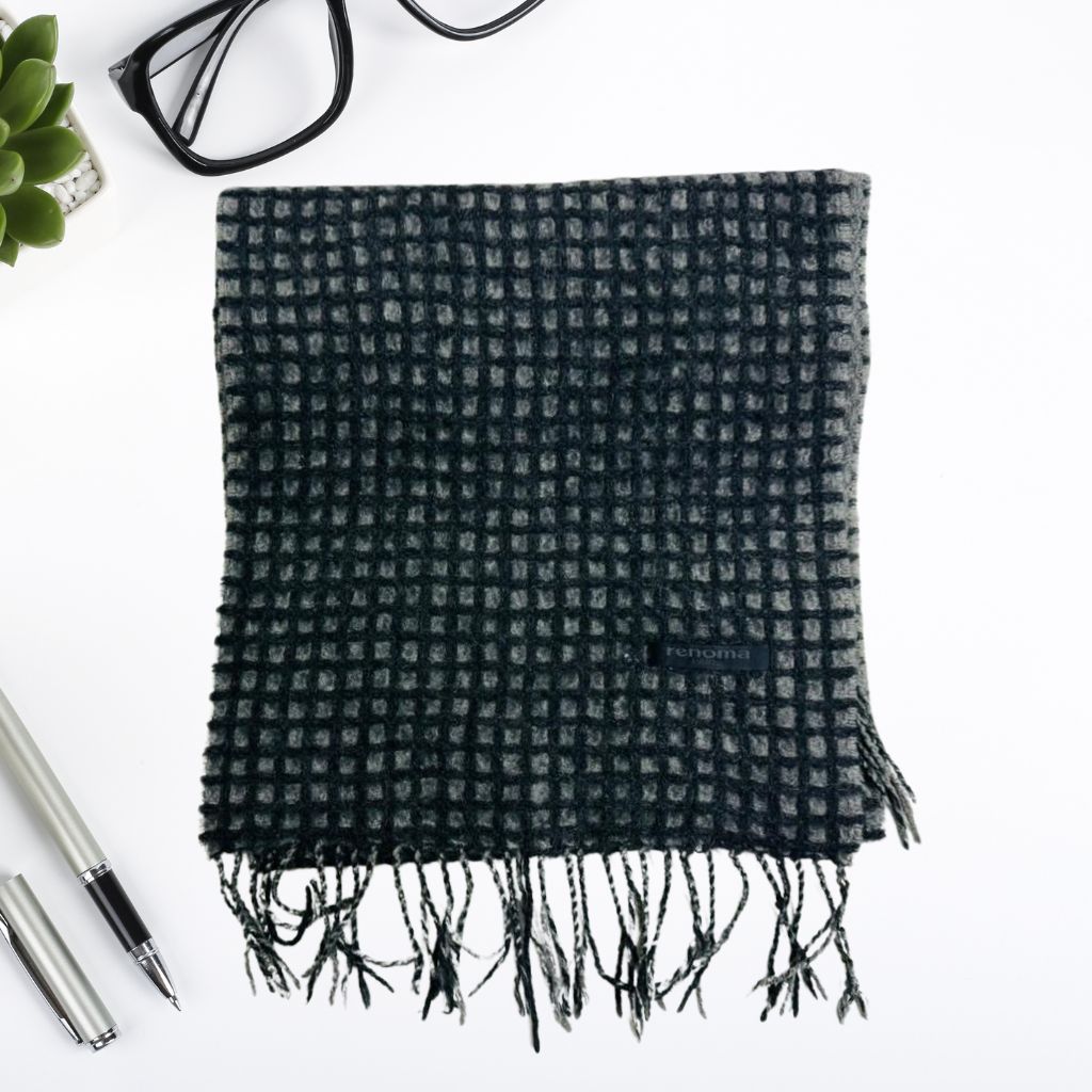 Wool Scarf Waffle Black