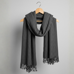 Wool Scarf Black ( Made in Italy )