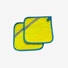 Yaffle Square Oven Mitt Set Yellow With Turquois