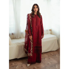 ZUHA 3PC Unstitched Embroidered Suit