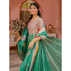 Zaib-Un-Nisa 3 Pcs Embroidered Luxury Suit Green