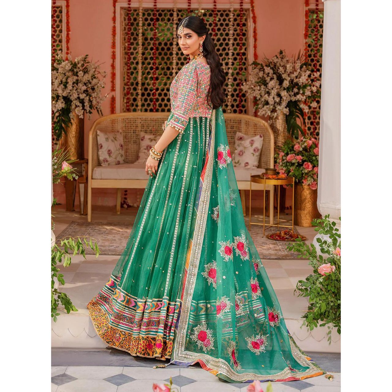 Zaib-Un-Nisa 3 Pcs Embroidered Luxury Suit Green