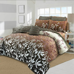 Zenith 7 Pcs Brown Bed Sheet Set With Filled Comforter