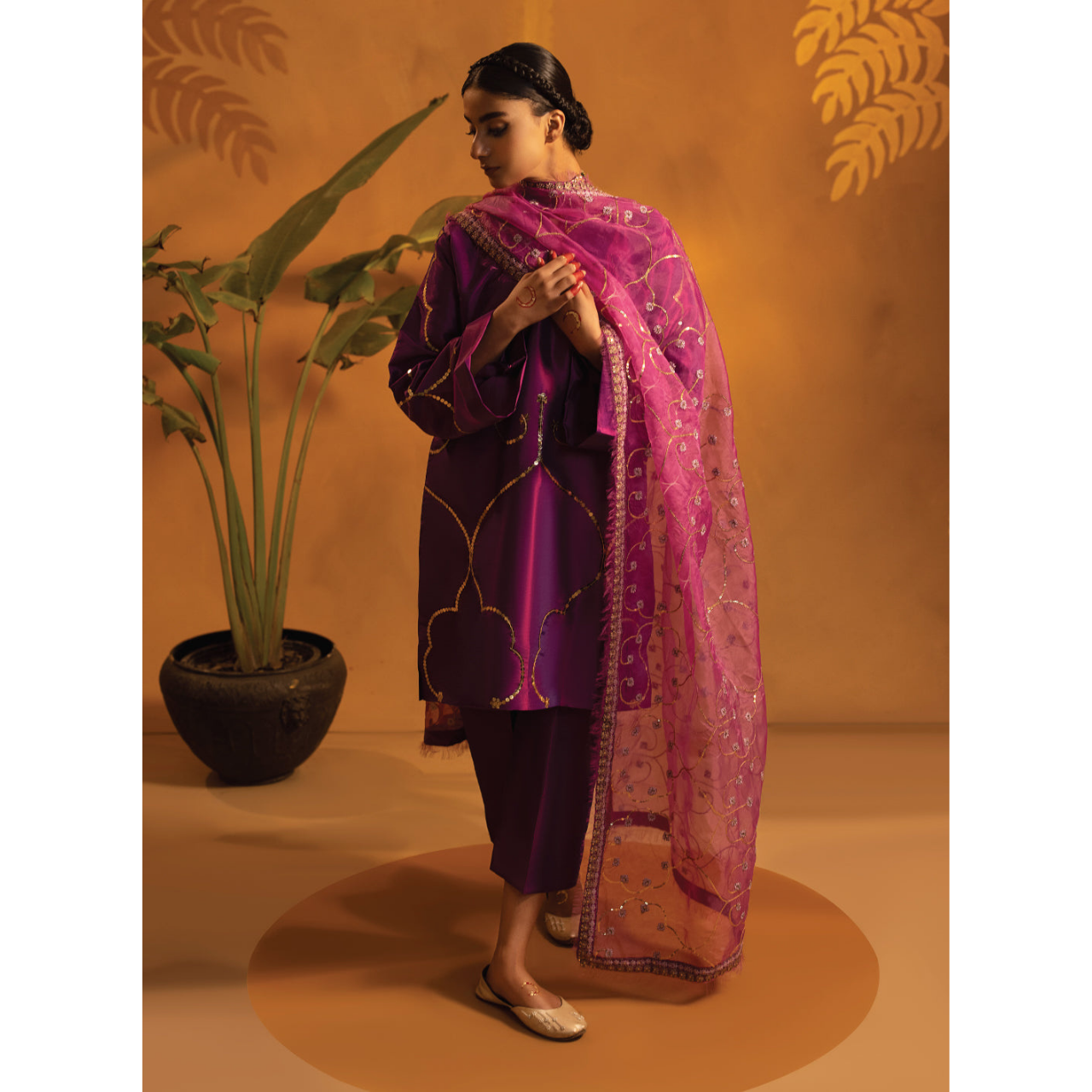 Zoe 3 Pcs Stitched Embroidered Suit Purple