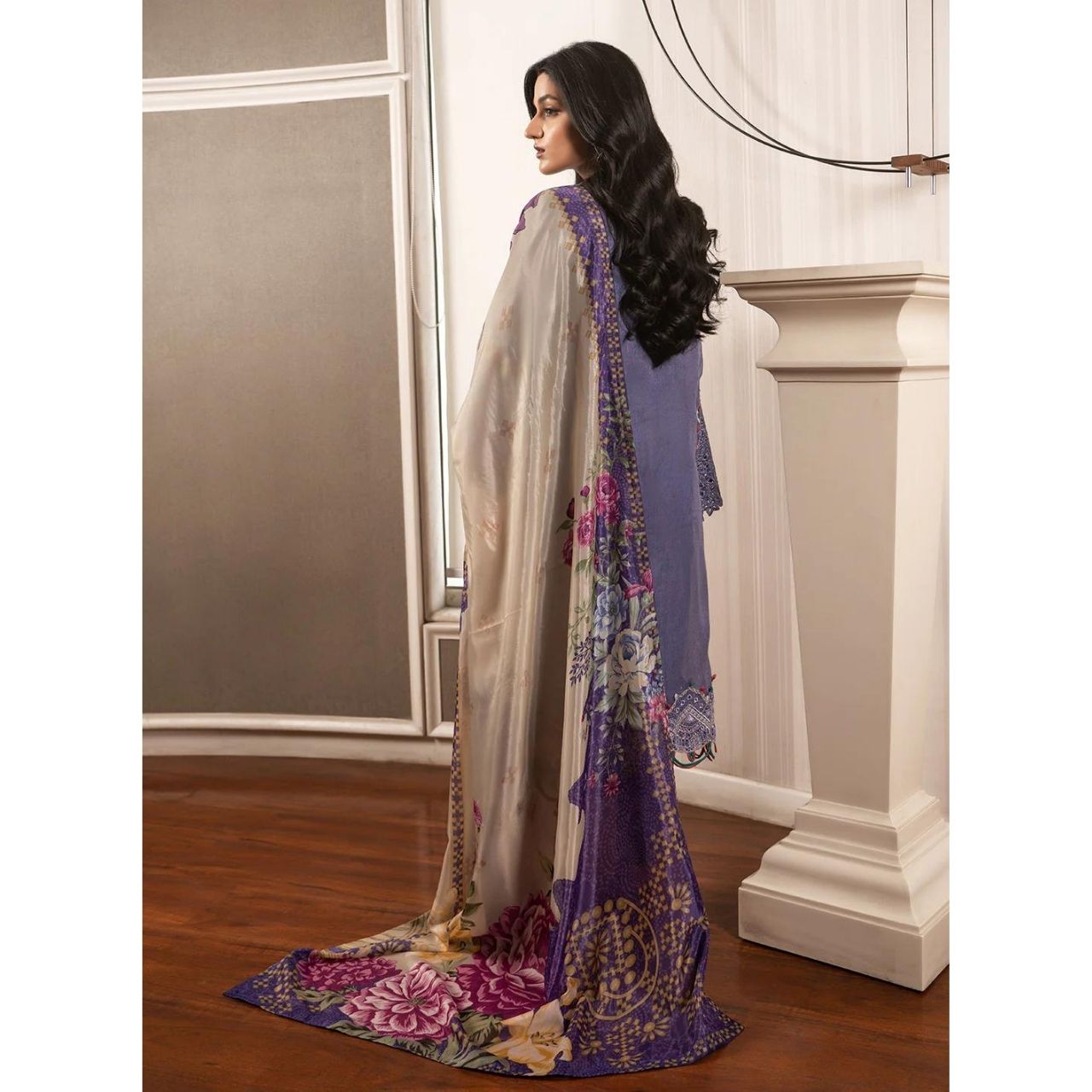 Zoi 3 Pcs Embroidered Stitched Suit Puple