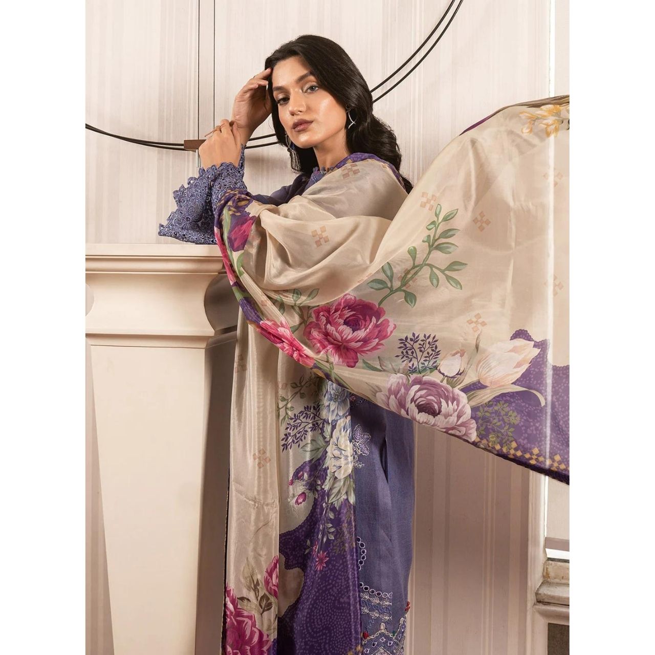 Zoi 3 Pcs Embroidered Stitched Suit Puple