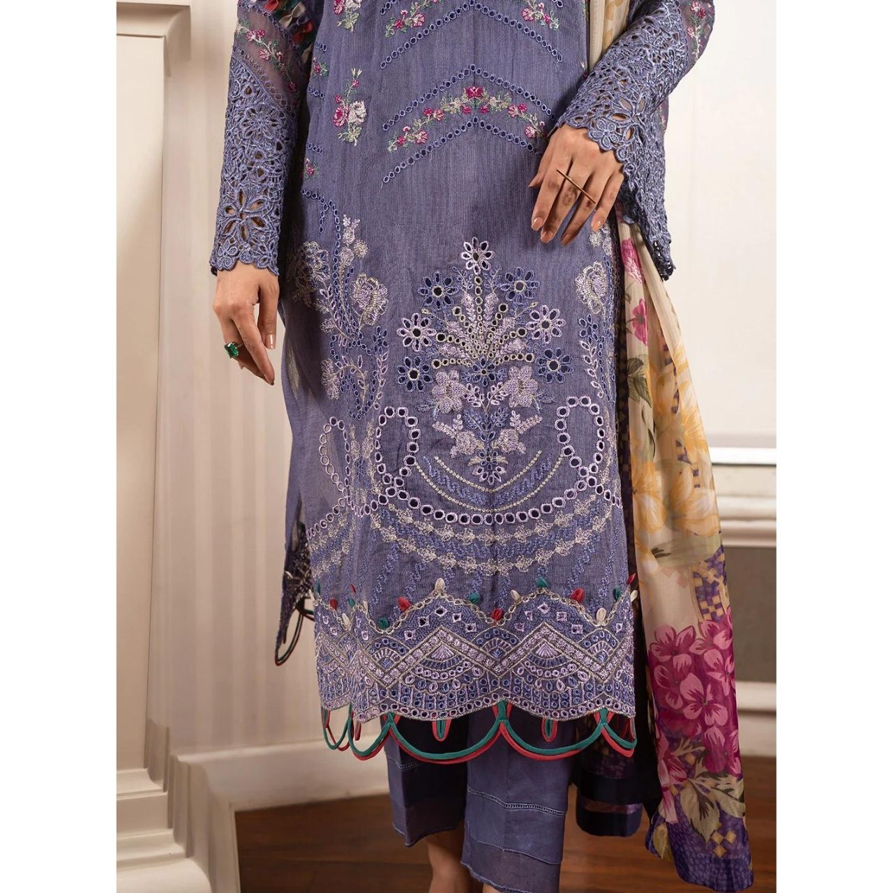 Zoi 3 Pcs Embroidered Stitched Suit Puple