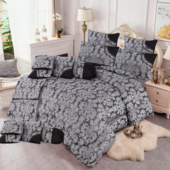 Zova 14 Pcs Palachi Bedding Set with Filled Comforter Grey
