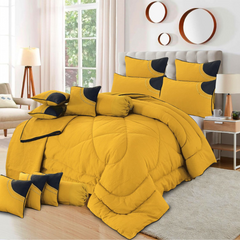 Zova 14 Pcs Palachi Bedding Set with Filled Comforter Yellow